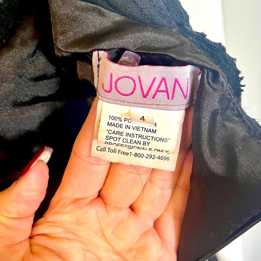 Jovani Rhinestone Gown, open low back, worn once, medium flowing train, like new - Picture 4 of 15